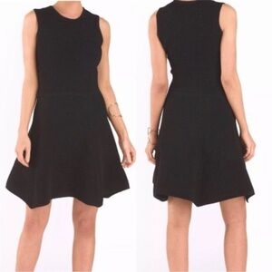 Torn by Ronny Kobo Chevron Striped Ribbing Fit & Flare Black Dress Medium
